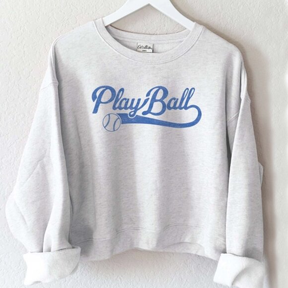 Play Ball Midi Graphic Sweatshirt | Women's Tops | Baseball Mom | Comfy - Picture 1 of 4